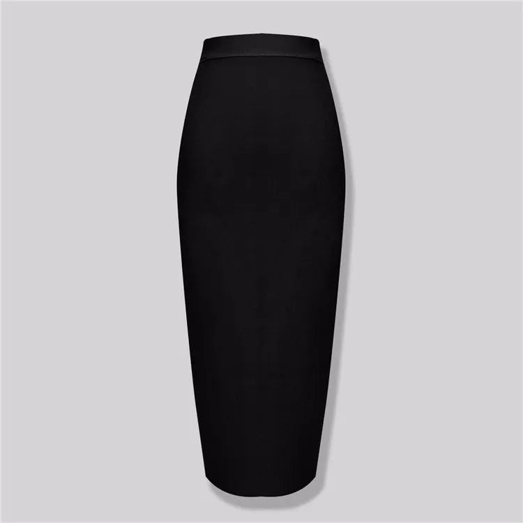 Women's Elastic Candy Color Bandage Skirt Bodycon Midi Calf Pencil Skirt For Elegant Ladies