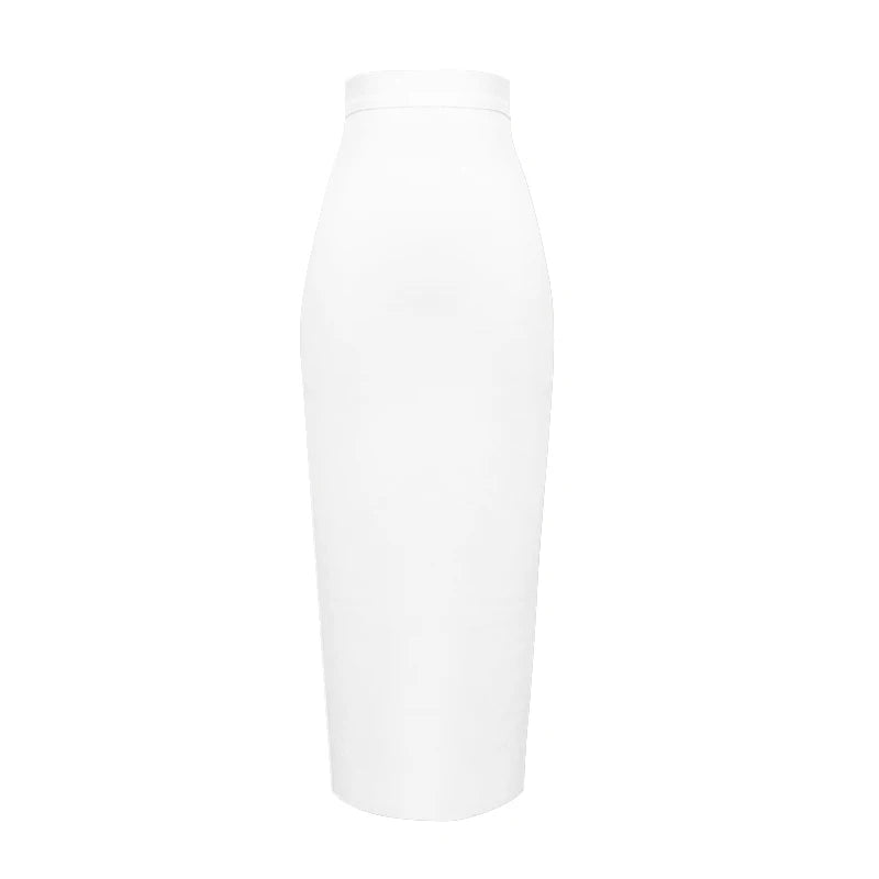Women's Elastic Candy Color Bandage Skirt Bodycon Midi Calf Pencil Skirt For Elegant Ladies