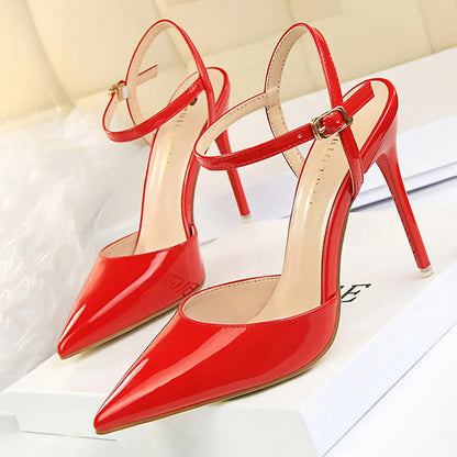 Patent Leather Woman Pumps Sexy Women Heels Blue Sliver Stiletto Heels Women Sandals