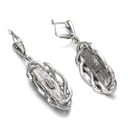 Hot Bohemian Big Opal Stone Earrings Necklace Jewelry Sets For Women
