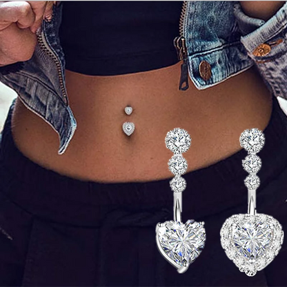 1PCS Crystal Belly Button Rings Surgical Steel Heart Navel Piercing