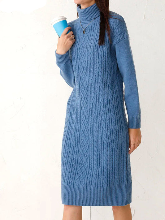 thick straight long wool sweater dress women high neck long sweater dress