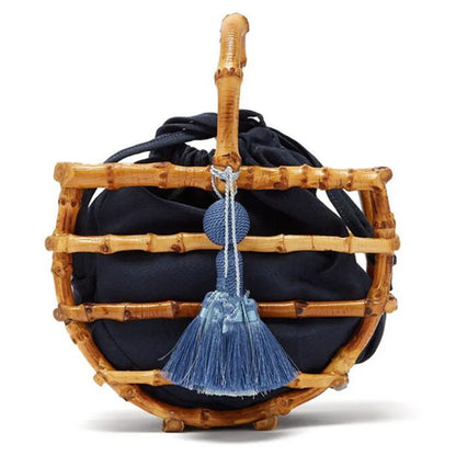 Luxury Women Tassel Woven Bag Bamboo Bag Stitching Hollow Bag