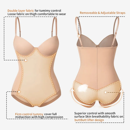 Postpartum Waist Trainer Shapewear for Women Tummy Control Dress Backless Bodysuit Tops Body Shaper with Built-in Bra