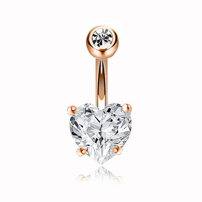 1PCS Crystal Belly Button Rings Surgical Steel Heart Navel Piercing