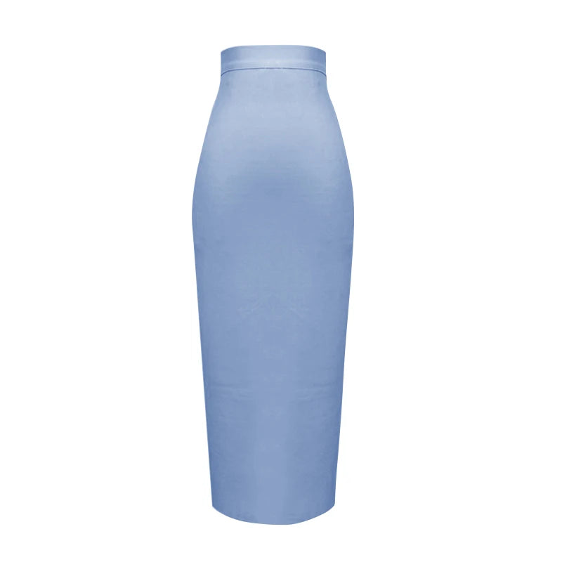 Women's Elastic Candy Color Bandage Skirt Bodycon Midi Calf Pencil Skirt For Elegant Ladies
