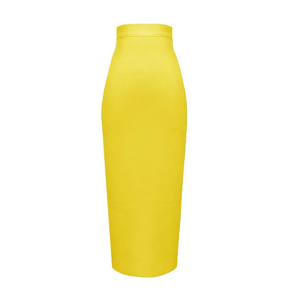 Women's Elastic Candy Color Bandage Skirt Bodycon Midi Calf Pencil Skirt For Elegant Ladies