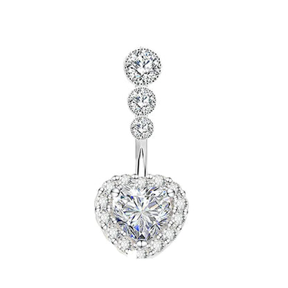1PCS Crystal Belly Button Rings Surgical Steel Heart Navel Piercing