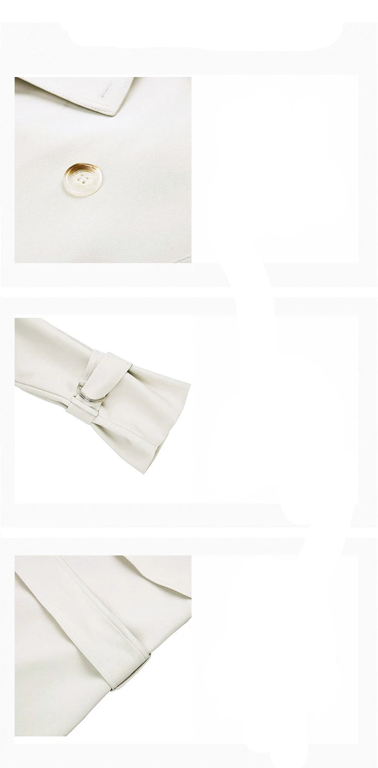 Autumn Long Soft Flowy Trench Coat for Women Sashes Sleeve Double Breasted Korean Fashion