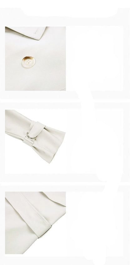 Autumn Long Soft Flowy Trench Coat for Women Sashes Sleeve Double Breasted Korean Fashion