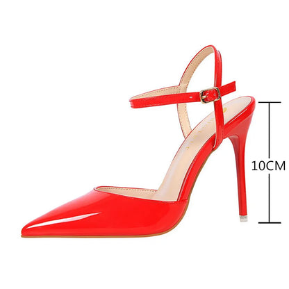 Patent Leather Woman Pumps Sexy Women Heels Blue Sliver Stiletto Heels Women Sandals