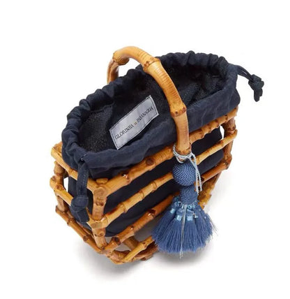 Luxury Women Tassel Woven Bag Bamboo Bag Stitching Hollow Bag