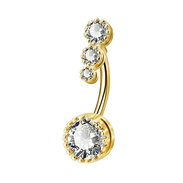 1PCS Crystal Belly Button Rings Surgical Steel Heart Navel Piercing