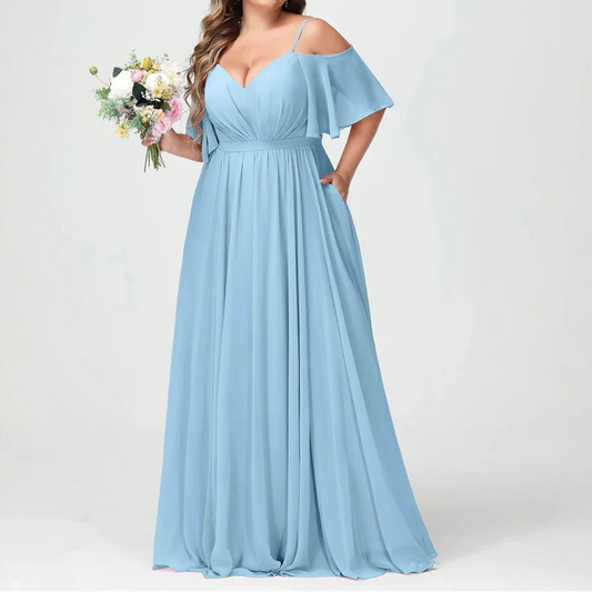 Bridal Party Dresses Elegant A-Line Chiffon Plus Size Bridesmaids Dress