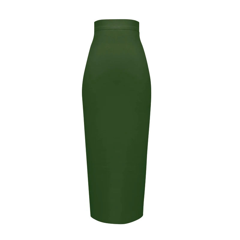Women's Elastic Candy Color Bandage Skirt Bodycon Midi Calf Pencil Skirt For Elegant Ladies