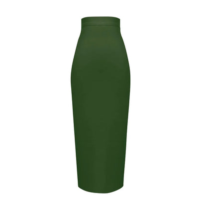 Women's Elastic Candy Color Bandage Skirt Bodycon Midi Calf Pencil Skirt For Elegant Ladies
