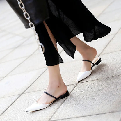 Women's half slippers Pointed flat slippers Female summer new toe cap wear