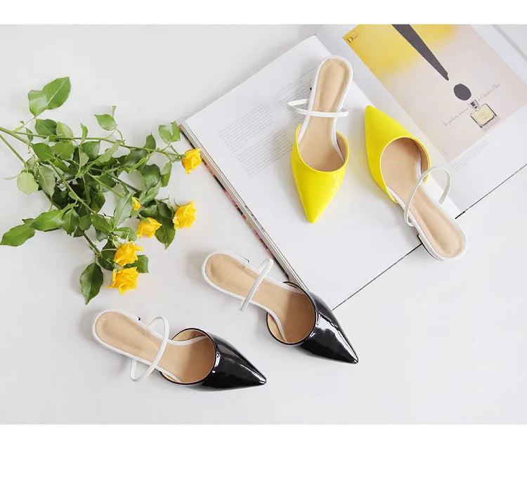 Women's half slippers Pointed flat slippers Female summer new toe cap wear