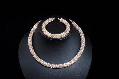 2024 New Disign Luxury Crystal Collar Necklace Gold/Silver Plated Rhinestone Torques Choker Necklaces For Women Wedding Jewelry