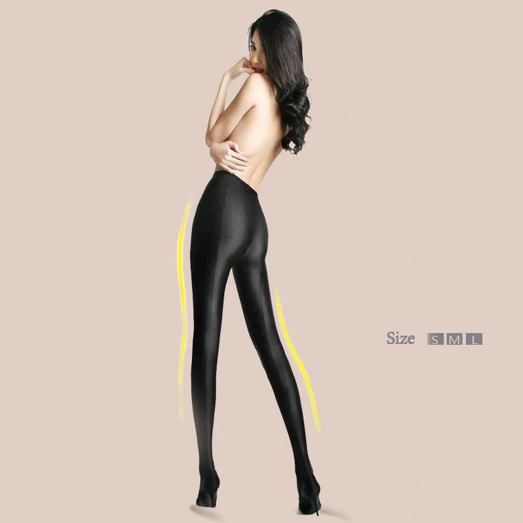 Women's Shiny Black Leggings Gloss Pants Shaping Leggings Panty hoses For Women