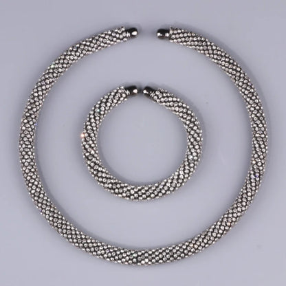2024 New Disign Luxury Crystal Collar Necklace Gold/Silver Plated Rhinestone Torques Choker Necklaces For Women Wedding Jewelry