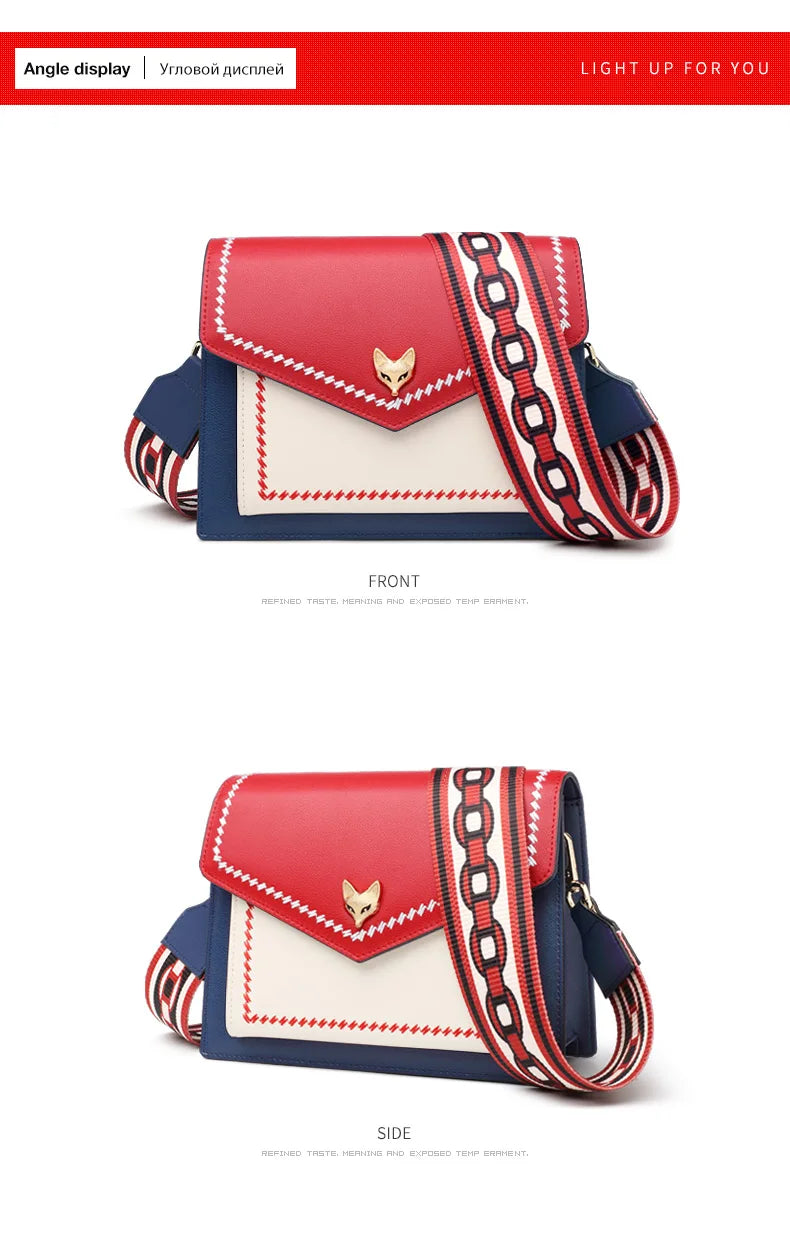 Women Fashion Crossbody Bag Lady Split Leather +PU Small Shoulder Bag Colorful Flap Bag