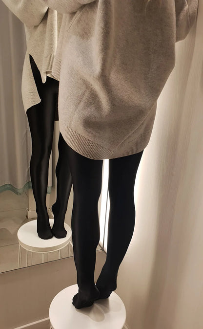 Women's Shiny Black Leggings Gloss Pants Shaping Leggings Panty hoses For Women