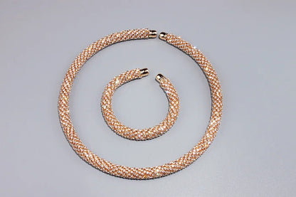 2024 New Disign Luxury Crystal Collar Necklace Gold/Silver Plated Rhinestone Torques Choker Necklaces For Women Wedding Jewelry