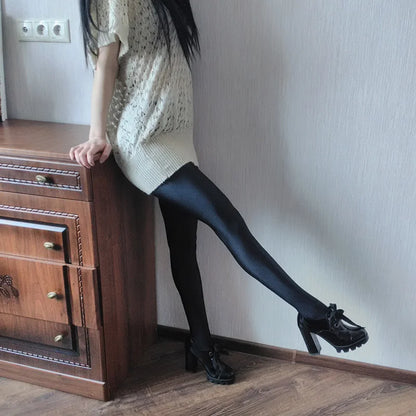 Women's Shiny Black Leggings Gloss Pants Shaping Leggings Panty hoses For Women