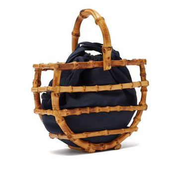 Luxury Women Tassel Woven Bag Bamboo Bag Stitching Hollow Bag