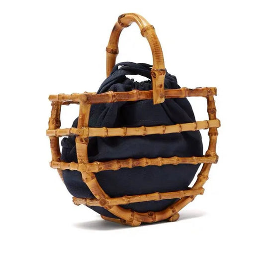 Luxury Women Tassel Woven Bag Bamboo Bag Stitching Hollow Bag
