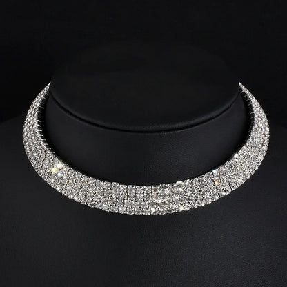 Rhinestone Choker Necklaces Torques Collar Women Statement Jewelry