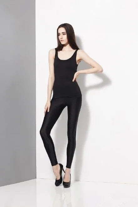 Women's Shiny Black Leggings Gloss Pants Shaping Leggings Panty hoses For Women