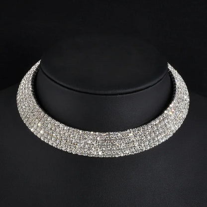 Rhinestone Choker Necklaces Torques Collar Women Statement Jewelry