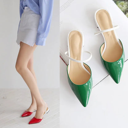 Women's half slippers Pointed flat slippers Female summer new toe cap wear