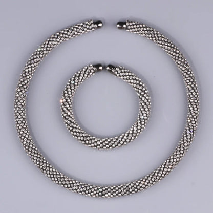 2024 New Disign Luxury Crystal Collar Necklace Gold/Silver Plated Rhinestone Torques Choker Necklaces For Women Wedding Jewelry