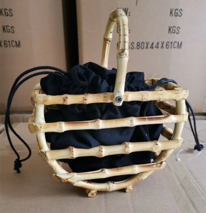 Luxury Women Tassel Woven Bag Bamboo Bag Stitching Hollow Bag