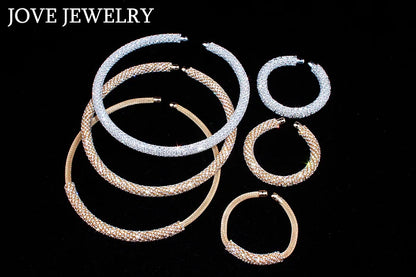 2024 New Disign Luxury Crystal Collar Necklace Gold/Silver Plated Rhinestone Torques Choker Necklaces For Women Wedding Jewelry