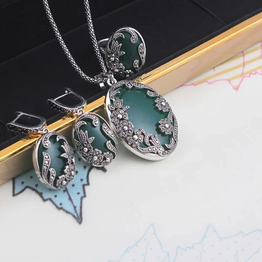 High Quality Vintage Resin Flower Jewelry Set For Women