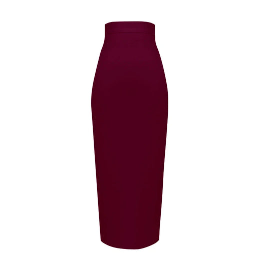 Women's Elastic Candy Color Bandage Skirt Bodycon Midi Calf Pencil Skirt For Elegant Ladies