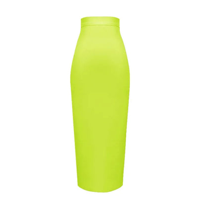 Women's Elastic Candy Color Bandage Skirt Bodycon Midi Calf Pencil Skirt For Elegant Ladies