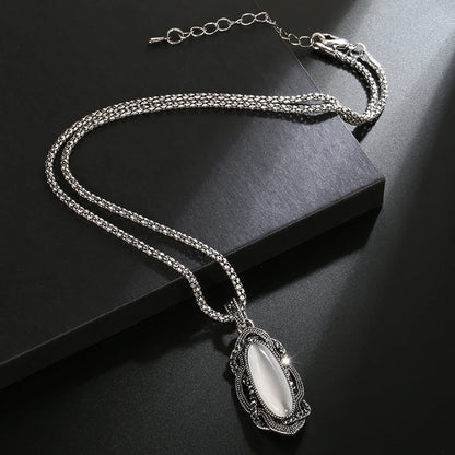 Hot Bohemian Big Opal Stone Earrings Necklace Jewelry Sets For Women