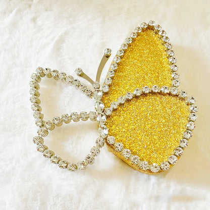 White Rhinestone Pink Butterfly Wedding Evening Clutches Party Prom Purse