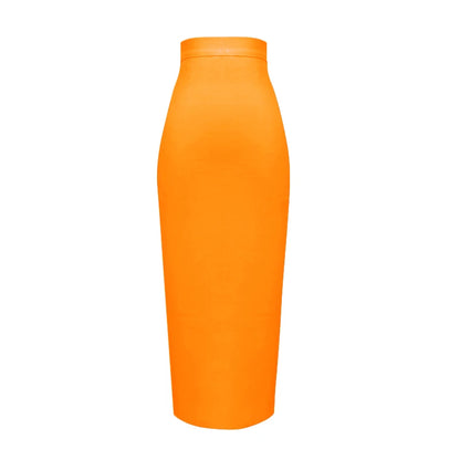 Women's Elastic Candy Color Bandage Skirt Bodycon Midi Calf Pencil Skirt For Elegant Ladies