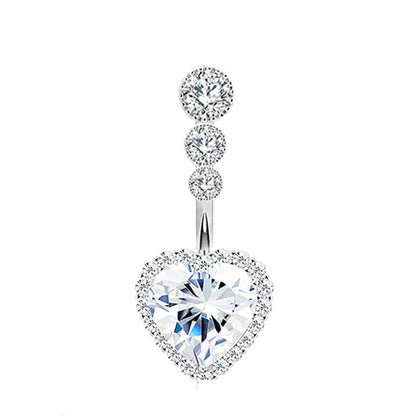 1PCS Crystal Belly Button Rings Surgical Steel Heart Navel Piercing