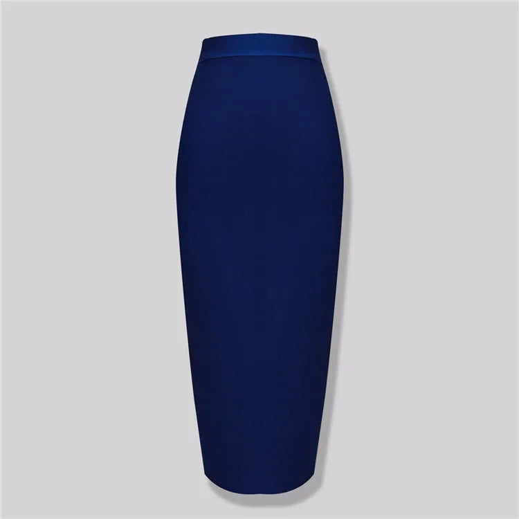 Women's Elastic Candy Color Bandage Skirt Bodycon Midi Calf Pencil Skirt For Elegant Ladies
