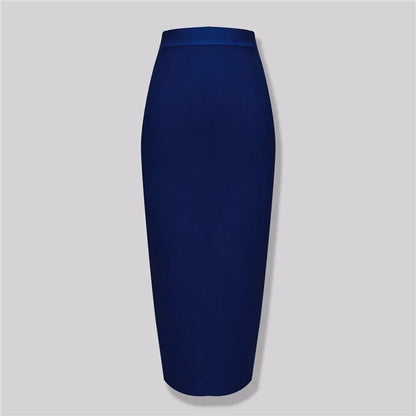 Women's Elastic Candy Color Bandage Skirt Bodycon Midi Calf Pencil Skirt For Elegant Ladies