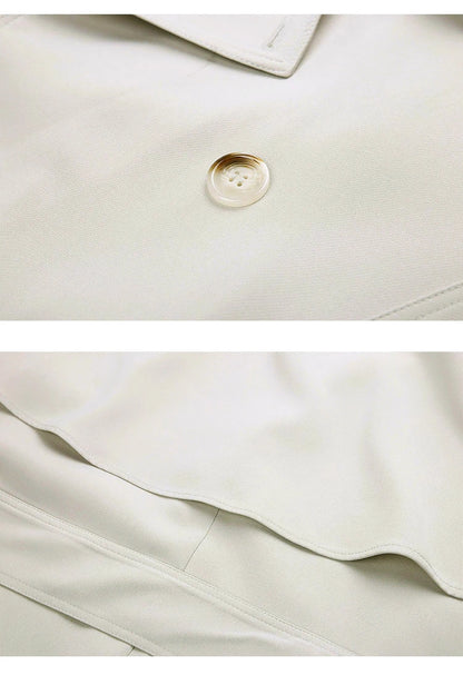 Autumn Long Soft Flowy Trench Coat for Women Sashes Sleeve Double Breasted Korean Fashion