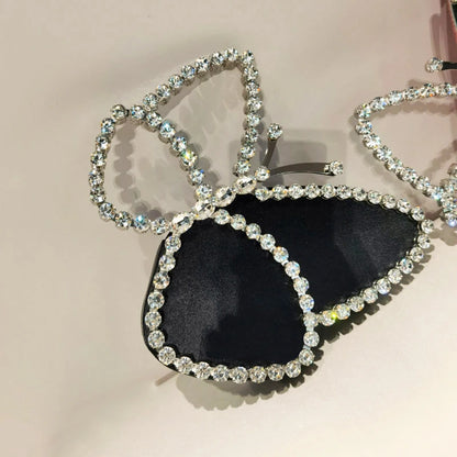 White Rhinestone Pink Butterfly Wedding Evening Clutches Party Prom Purse