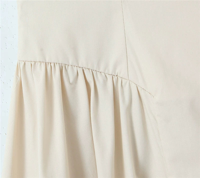 Ruched French Retro Square Collar Three-Dimensional Steel Ring Suspender Skirt